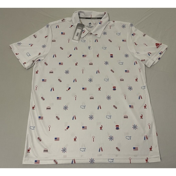 adidas Other - Adidas Prime Green Golf Polo Shirt Size XL White 4th Of July Custom $110